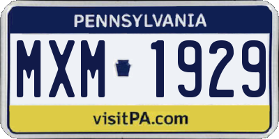 PA license plate MXM1929