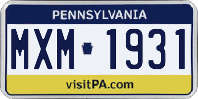 PA license plate MXM1931