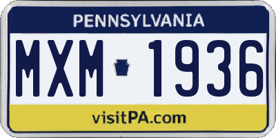 PA license plate MXM1936