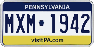 PA license plate MXM1942