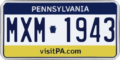 PA license plate MXM1943
