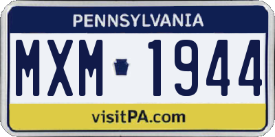 PA license plate MXM1944