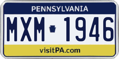 PA license plate MXM1946