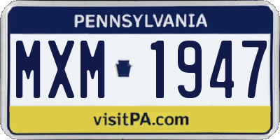 PA license plate MXM1947
