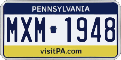 PA license plate MXM1948