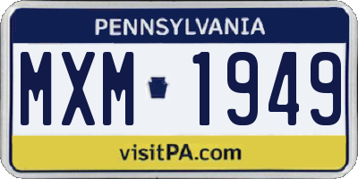 PA license plate MXM1949