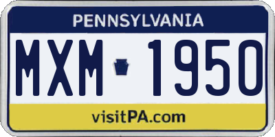 PA license plate MXM1950