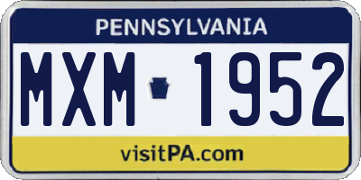 PA license plate MXM1952