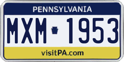 PA license plate MXM1953