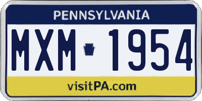 PA license plate MXM1954