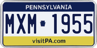 PA license plate MXM1955