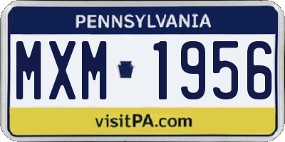 PA license plate MXM1956