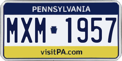 PA license plate MXM1957