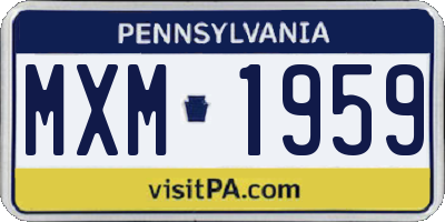 PA license plate MXM1959