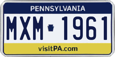PA license plate MXM1961