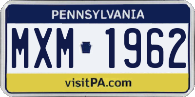 PA license plate MXM1962