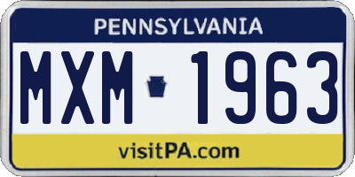 PA license plate MXM1963