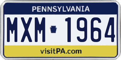 PA license plate MXM1964