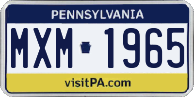 PA license plate MXM1965