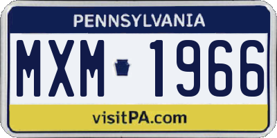 PA license plate MXM1966