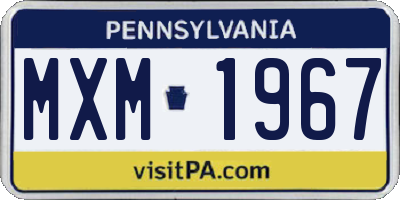 PA license plate MXM1967