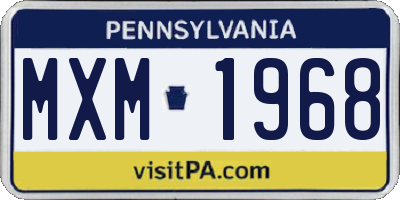 PA license plate MXM1968