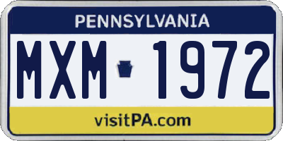 PA license plate MXM1972