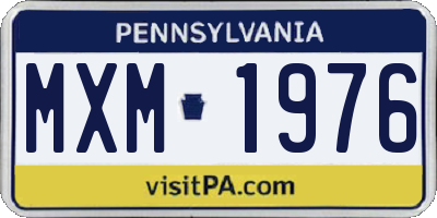 PA license plate MXM1976