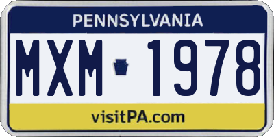 PA license plate MXM1978