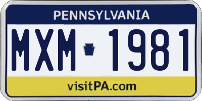 PA license plate MXM1981