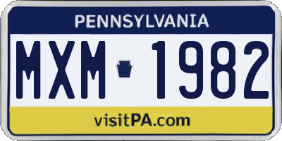 PA license plate MXM1982