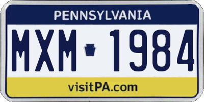 PA license plate MXM1984