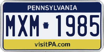 PA license plate MXM1985