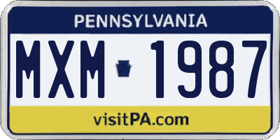 PA license plate MXM1987