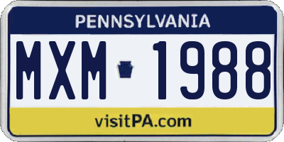 PA license plate MXM1988