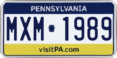 PA license plate MXM1989
