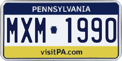 PA license plate MXM1990