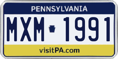 PA license plate MXM1991