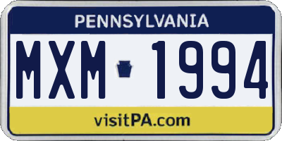 PA license plate MXM1994