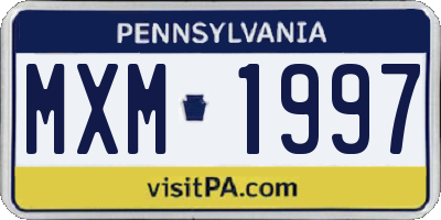 PA license plate MXM1997