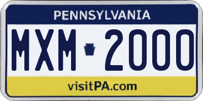 PA license plate MXM2000
