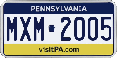 PA license plate MXM2005