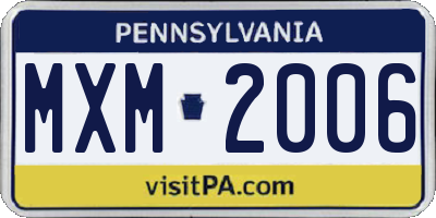 PA license plate MXM2006
