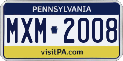 PA license plate MXM2008
