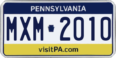 PA license plate MXM2010