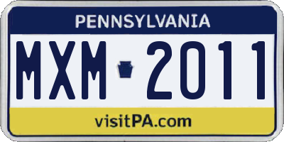 PA license plate MXM2011