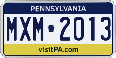 PA license plate MXM2013