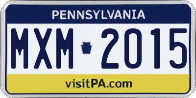 PA license plate MXM2015