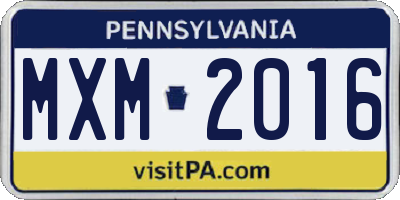 PA license plate MXM2016