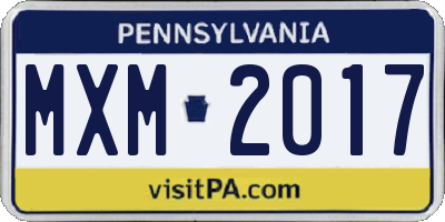 PA license plate MXM2017